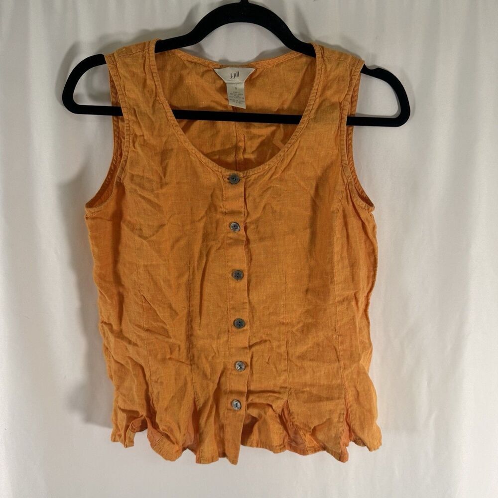 J Jill Tank Top Women's XL Orange Tie Dye Ribbed Sleeveless Stretch Round Neck